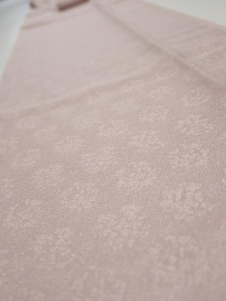 Photo4: 2M07z60  Japanese Kimono Silk  FABRIC Flower Ash purple 76.8x6.7 (4)