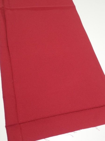 Photo2: 2N01z70  Japanese Kimono Silk  FABRIC Plain Dark red 43.3x15.4 (2)