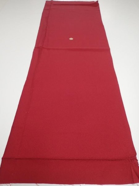 Photo5: 2N01z70  Japanese Kimono Silk  FABRIC Plain Dark red 43.3x15.4 (5)