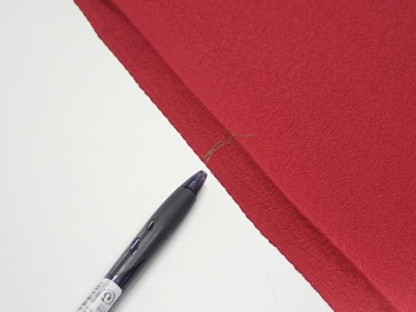 Photo5: 2N06z40  Japanese Kimono Silk  FABRIC Plain Dark red 54.3x7.3 (5)