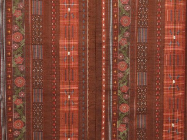 Photo5: 4510T07z810  Japanese Kimono Silk TSUMUGI Flower Brown (5)