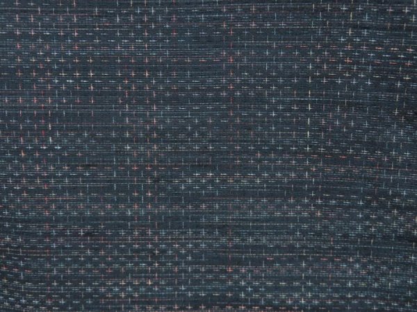 Photo7: 4510T10z1010 Vintage Japanese Kimono Silk TSUMUGI  Navy-Gray (7)