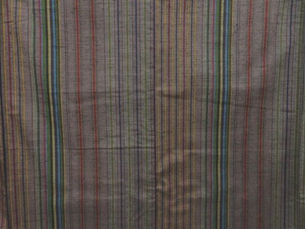 Photo5: 4510T11z880  Japanese Kimono Silk TSUMUGI Stripe Brown-Gray (5)