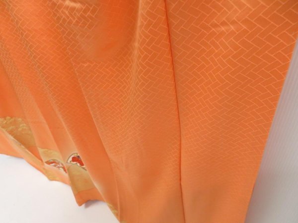 Photo4: 4511T09z940  Japanese Kimono Silk TSUKESAGE Jigami Dark orange (4)