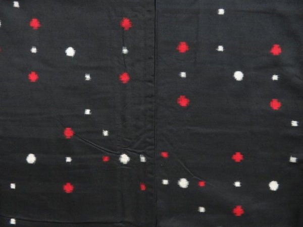 Photo5: 4512T09z650 Vintage Japanese Kimono Silk MEISEN KOMON Dot Black (5)