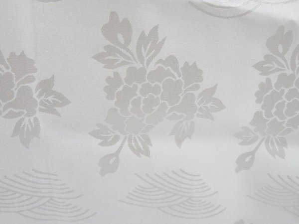Photo4: 4513T01z350  Japanese Kimono Synthetic JUBAN Peony Off-white (4)