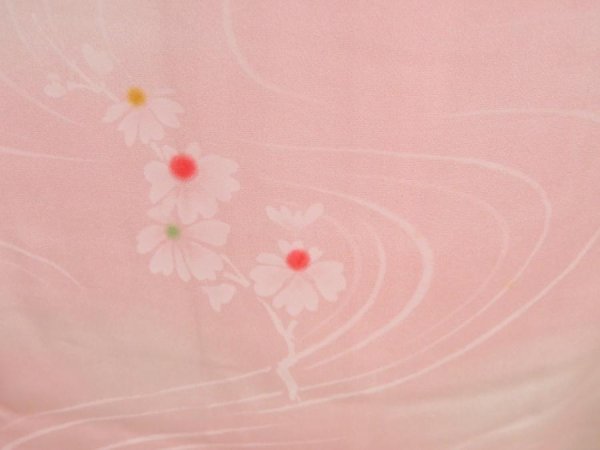 Photo4: 4513T03z430  Japanese Kimono Silk JUBAN Flower Pink (4)