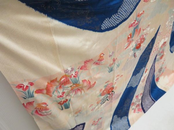 Photo3: 4517T04z1210  Japanese Kimono Silk FURISODE Tabane-noshi Off-white (3)