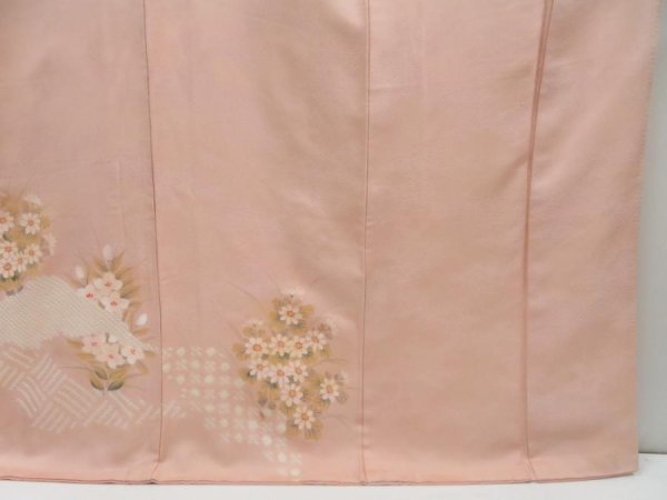 Photo6: 4517T10z990  Japanese Kimono Silk TSUKESAGE Flower Pink (6)
