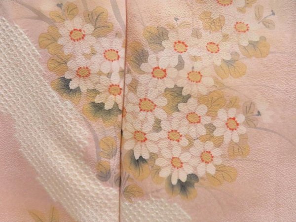 Photo8: 4517T10z990  Japanese Kimono Silk TSUKESAGE Flower Pink (8)