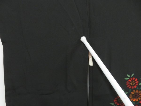 Photo5: 4518T08z680 Vintage Japanese Kimono Silk HAORI Flower Black (5)