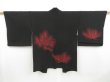 Photo2: 4520T09z570 Vintage Japanese Kimono Silk HAORI Pine Black (2)