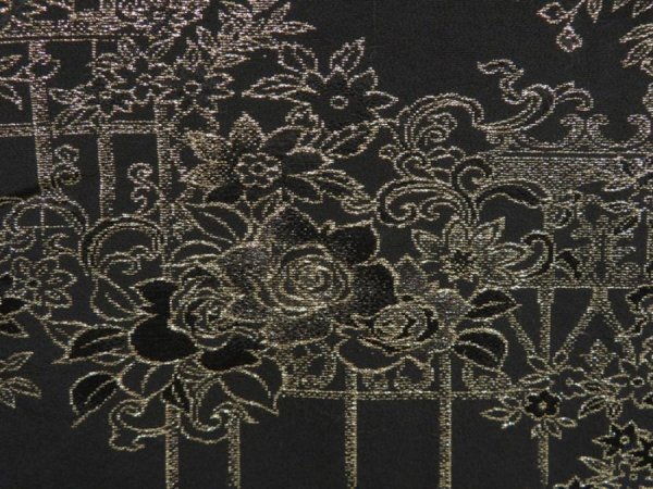 Photo4: 4520T11z660 Vintage Japanese Kimono Silk HAORI Flowers Black (4)