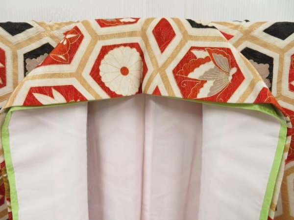 Photo7: 4524T01z1030 Vintage Japanese Kimono Silk KOMON Kikko Off-white (7)