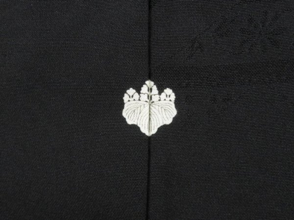 Photo5: 4524T06z630 Vintage Japanese Kimono Silk HAORI Fylfot Black (5)