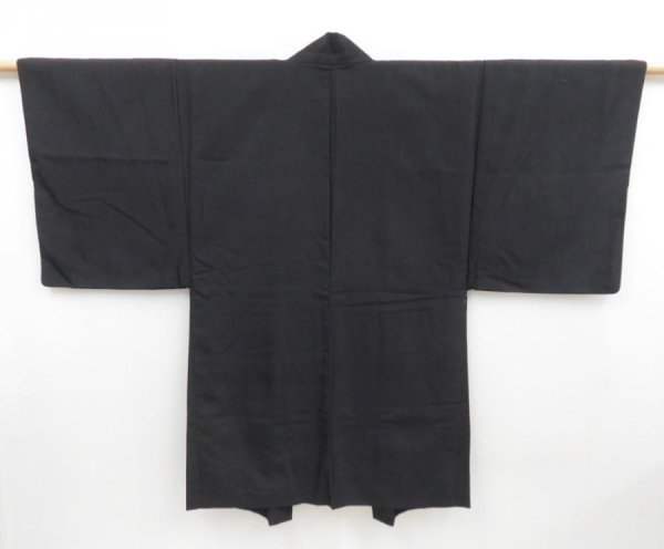 Photo3: 4530T05z580 Vintage Japanese Kimono Silk Men's HAORI Old coins Black (3)