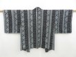 Photo1: 4530T09z520 Vintage Japanese Kimono Silk SHIBORI HAORI Flower Black (1)