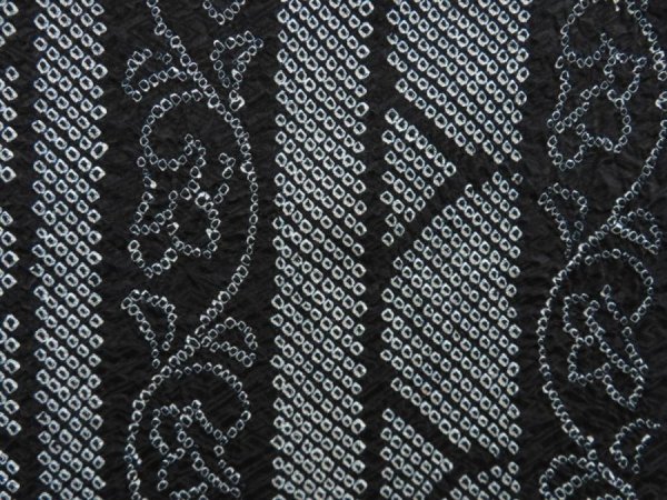Photo6: 4530T09z520 Vintage Japanese Kimono Silk SHIBORI HAORI Flower Black (6)