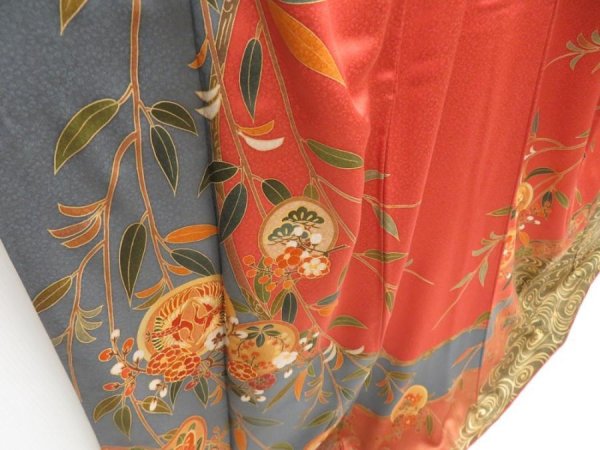 Photo3: 4530T11z1020  Japanese Kimono Silk TSUKESAGE Artist work Red-Brown (3)