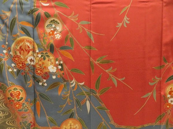 Photo8: 4530T11z1020  Japanese Kimono Silk TSUKESAGE Artist work Red-Brown (8)