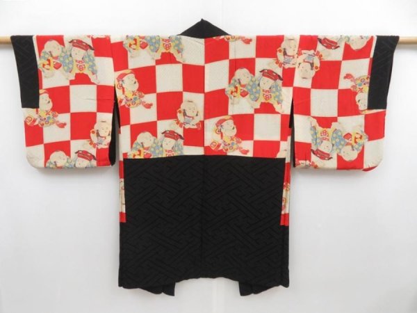 Photo8: 4601T01z460 Vintage Japanese Kimono Silk HAORI Cloud Black (8)