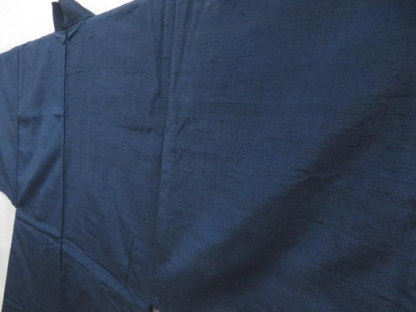 Photo5: 4601T09z560 Vintage Japanese Kimono Silk Men's HAORI  Navy (5)