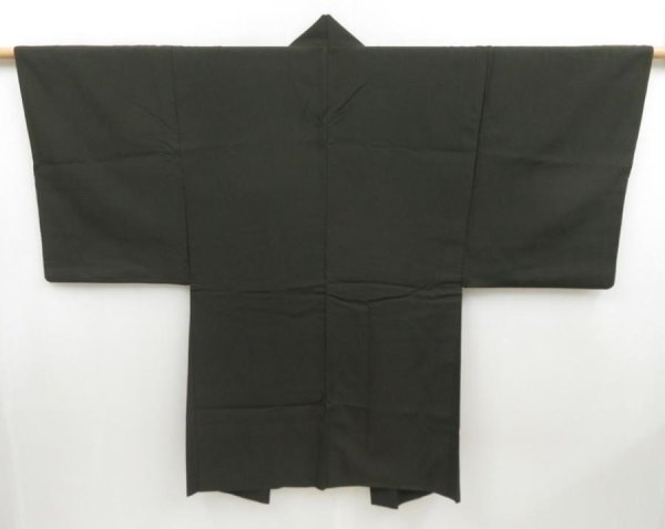 Photo3: 4602T08z580 Vintage Japanese Kimono Silk Men's HAORI Scenery Green-Gray (3)