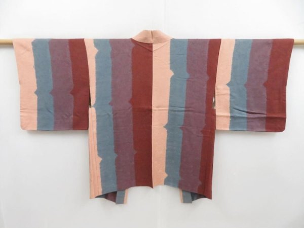 Photo1: 4603T13z560 Vintage Japanese Kimono Silk HAORI  Brown Dark purple-gray (1)