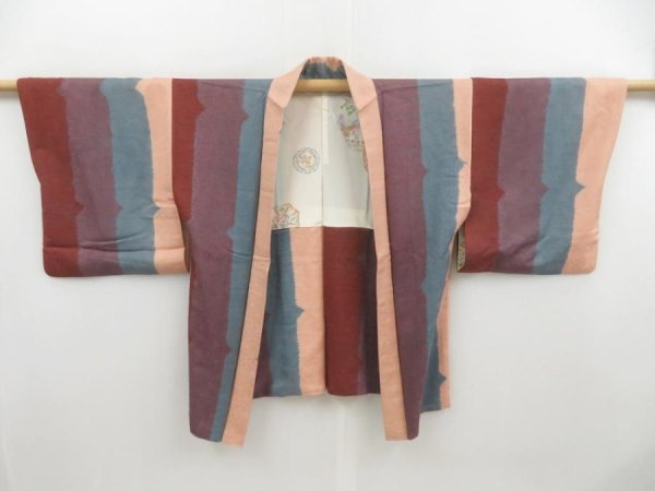 Photo5: 4603T13z560 Vintage Japanese Kimono Silk HAORI  Brown Dark purple-gray (5)