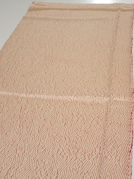Photo3: 2T01z60  Japanese Kimono Silk  FABRIC Shibori Light cream 40.9x15.4 (3)