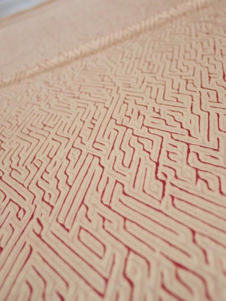 Photo4: 2T01z60  Japanese Kimono Silk  FABRIC Shibori Light cream 40.9x15.4 (4)