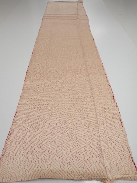 Photo5: 2T03z80  Japanese Kimono Silk  FABRIC Shibori Light cream 65.4x15.4 (5)