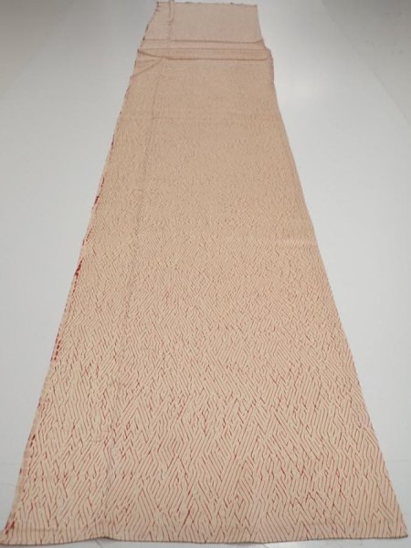 Photo5: 2T06z80  Japanese Kimono Silk  FABRIC Shibori Light cream 65.4x15.4 (5)