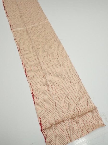 Photo2: 2T09z50  Japanese Kimono Silk  FABRIC Shibori Light cream 78.7x7.5 (2)