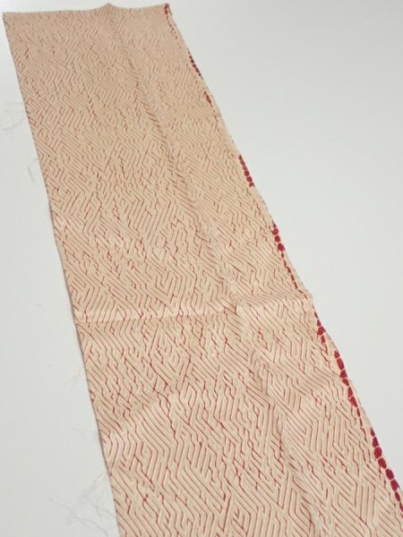 Photo3: 2T10z30  Japanese Kimono Silk  FABRIC Shibori Light cream 36.2x7.5 (3)