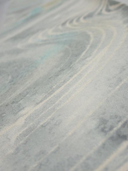 Photo4: 2T08z40  Japanese Kimono Silk  FABRIC Stream Light blue-gray 57.5x7.1 (4)