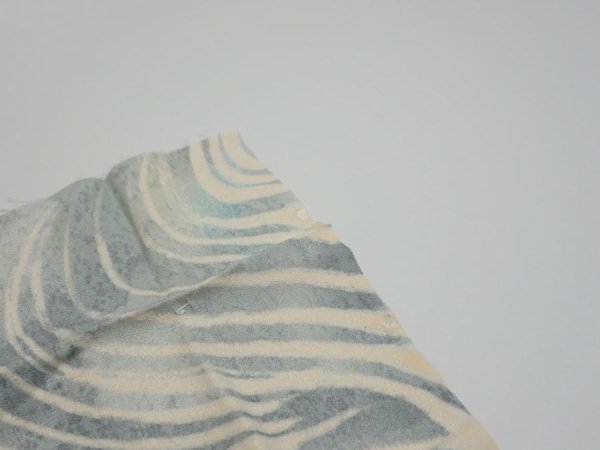 Photo6: 2T09z60  Japanese Kimono Silk  FABRIC Stream Light blue-gray 78.7x7.3 (6)