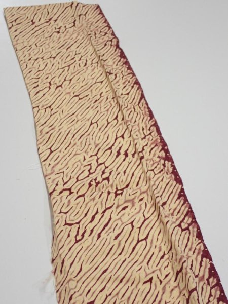 Photo3: 2U10z30  Japanese Kimono Silk  FABRIC Shibori Cream 33.9x6.7 (3)
