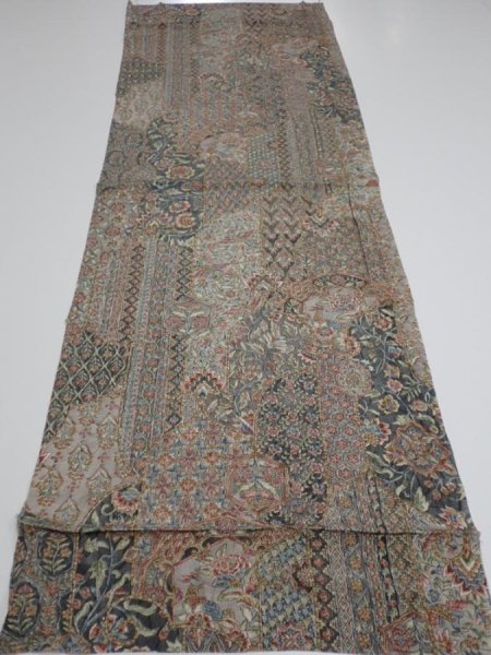 Photo5: 2U01z60  Japanese Kimono Crepe Silk  FABRIC Flowers Gray 42.5x14.8 (5)