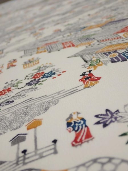 Photo4: 2S05z90  Japanese Kimono Silk  FABRIC Edo era Off-white 63.8x14.6 (4)