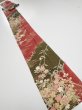 Photo5: 2S09z60  Japanese Kimono Silk  FABRIC Flowers Dull red 86.6x6.9 (5)