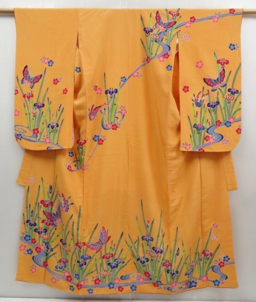 Photo1: 4607T01z830  Japanese Kimono Silk Girl's Kyo-bingata Butterfly (1)