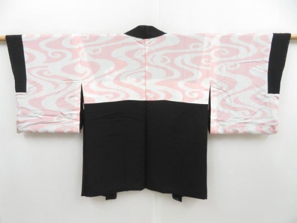 Photo7: 4608T05z590 Vintage Japanese Kimono Silk HAORI Plum blossom Black (7)