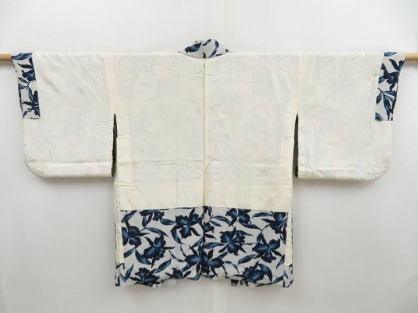 Photo6: 4609T05z550 Vintage Japanese Kimono Silk HAORI Flower Light gray (6)