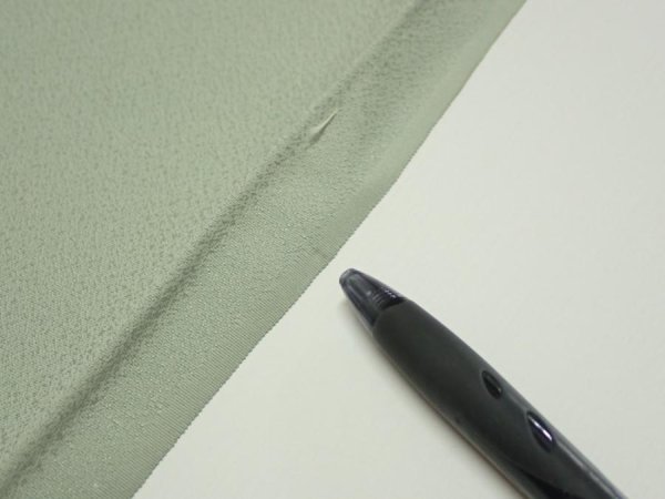 Photo6: 2A01z60  Japanese Kimono Silk  FABRIC Plain Soft green 44.1x14.2 (6)