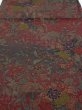 Photo1: 2A02z70  Japanese Kimono Crepe Silk  FABRIC Flowers Dark red 40.6x14.2 (1)