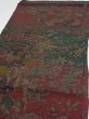 Photo3: 2A02z70  Japanese Kimono Crepe Silk  FABRIC Flowers Dark red 40.6x14.2 (3)