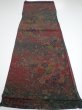 Photo5: 2A02z70  Japanese Kimono Crepe Silk  FABRIC Flowers Dark red 40.6x14.2 (5)