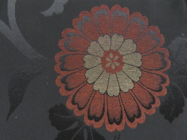 Photo4: 4611T01z650 Vintage Japanese Kimono Silk HAORI Flower Black (4)