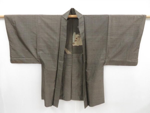 Photo5: 4611T12z320 Vintage Japanese Kimono Silk Men's OSHIMA HAORI Jigami (5)